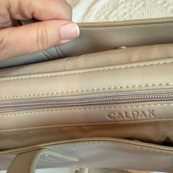 Calpak tote with laptop and device storage, taupe - Picture 3 of 15